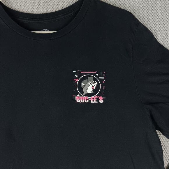 Buc-ee's Tee Shirt Mens Large Black Beaver Nuggets Logo Graphics Long Sleeve - Picture 3 of 8